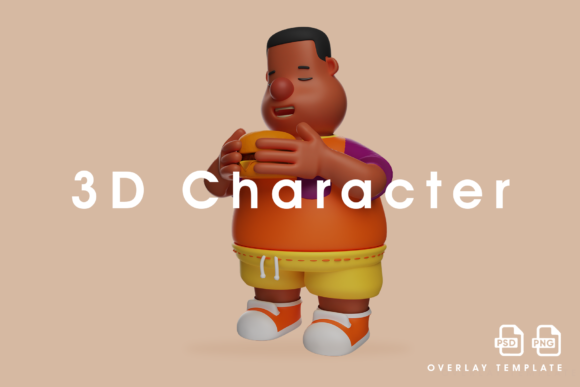 3D Big Boy Cartoon Design Eating Burger – A Versatile Visual for Creative Projects
