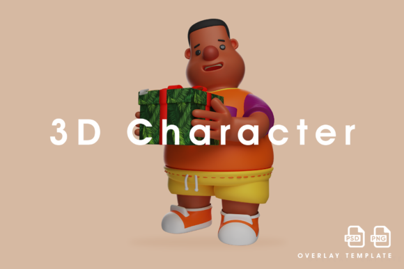 3D Big Boy Cartoon Design with a Gift: A Versatile and Adorable Asset for Creators