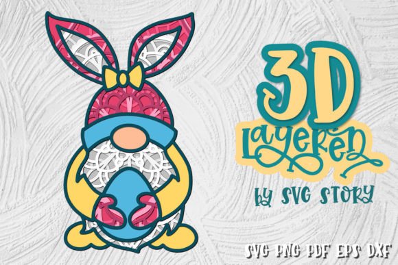 3D Gnome Easter SVG Design for Creative Projects