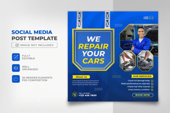 Enhancing Your Auto Repair Brand with a 3D Social Media Post Design