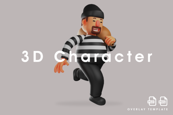 Happy Face 3D a Thief Cartoon Design