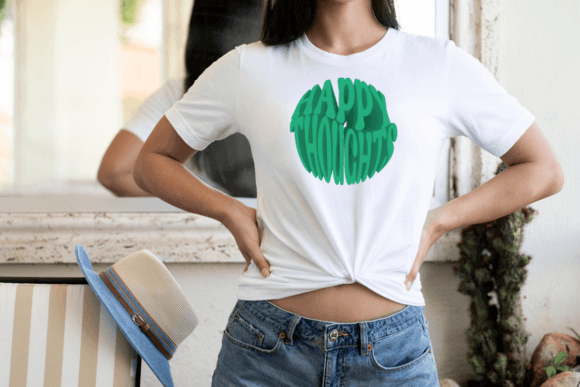 Happy Thoughts 3D Text T-Shirt Design for Everyone